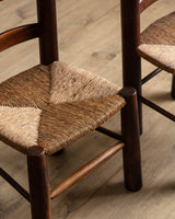 Set of 4 Wood & Rush Chairs by Charles Dudouyt, France, 1960's - Lone Fox