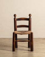 Set of 4 Wood & Rush Chairs by Charles Dudouyt, France, 1960's - Lone Fox