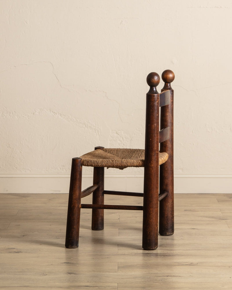 Set of 4 Wood & Rush Chairs by Charles Dudouyt, France, 1960's - Lone Fox