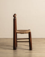 Set of 4 Wood & Rush Chairs by Charles Dudouyt, France, 1960's - Lone Fox