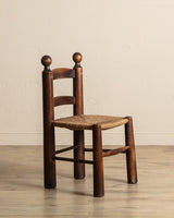 Set of 4 Wood & Rush Chairs by Charles Dudouyt, France, 1960's - Lone Fox