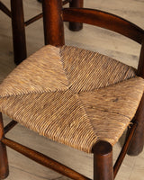 Set of 4 Wood & Rush Chairs by Charles Dudouyt, France, 1960's - Lone Fox