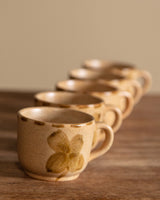 Set of 5 Flower Painted Stoneware Mugs, France, 1970s - Lone Fox