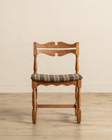 Set of 5 Oak & Green Striped Razorblade Chairs by Henning Kjaernulf, Denmark, 1960's - Lone Fox