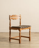 Set of 5 Oak & Green Striped Razorblade Chairs by Henning Kjaernulf, Denmark, 1960's - Lone Fox