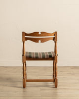 Set of 5 Oak & Green Striped Razorblade Chairs by Henning Kjaernulf, Denmark, 1960's - Lone Fox