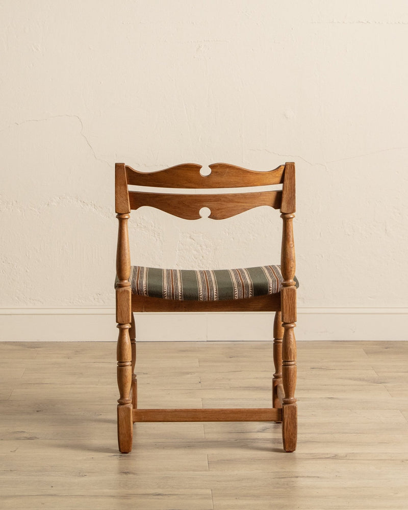 Set of 5 Oak & Green Striped Razorblade Chairs by Henning Kjaernulf, Denmark, 1960's - Lone Fox