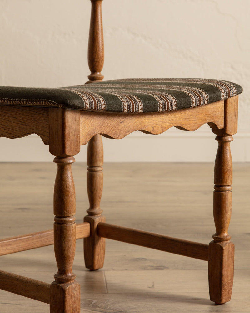 Set of 5 Oak & Green Striped Razorblade Chairs by Henning Kjaernulf, Denmark, 1960's - Lone Fox