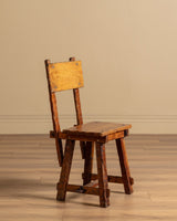 Set of 6 Brutalist Gouge Carved Dining Chairs with Plank Seats, France, 1960s - Lone Fox