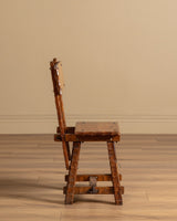 Set of 6 Brutalist Gouge Carved Dining Chairs with Plank Seats, France, 1960s - Lone Fox