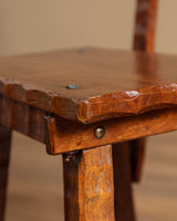 Set of 6 Brutalist Gouge Carved Dining Chairs with Plank Seats, France, 1960s - Lone Fox