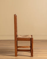 Set of 6 Brutalist Oak & Rush Dining Chairs, Belgium, 1960s - Lone Fox