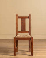 Set of 6 Brutalist Oak & Rush Dining Chairs, Belgium, 1960s - Lone Fox