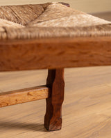 Set of 6 Brutalist Oak & Rush Dining Chairs, Belgium, 1960s - Lone Fox