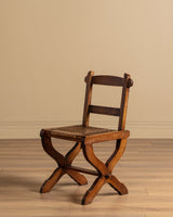 Set of 6 Brutalist Wood & Rush Gouge Carved Dining Chairs, 1960s - Lone Fox