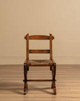Set of 6 Brutalist Wood & Rush Gouge Carved Dining Chairs, 1960s - Lone Fox
