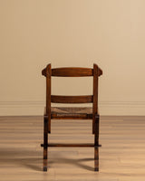Set of 6 Brutalist Wood & Rush Gouge Carved Dining Chairs, 1960s - Lone Fox