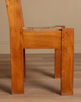 Set of 6 Chunky Pine & Rush Ladder Back Dining Chairs, France, 1960's - Lone Fox