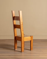 Set of 6 Chunky Pine & Rush Ladder Back Dining Chairs, France, 1960's - Lone Fox