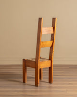 Set of 6 Chunky Pine & Rush Ladder Back Dining Chairs, France, 1960's - Lone Fox