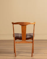 Set of 6 Danish Carved Oak Dining Chairs in Cabin Plaid, 1960's - Lone Fox