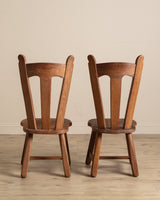 Set of 6 De Puydt Brutalist Oak Dining Chairs, Belgium 1970's - Lone Fox