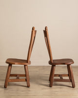 Set of 6 De Puydt Brutalist Oak Dining Chairs, Belgium 1970's - Lone Fox