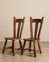 Set of 6 De Puydt Brutalist Oak Dining Chairs, Belgium 1970's - Lone Fox