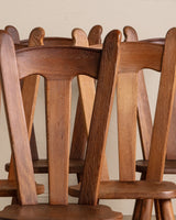 Set of 6 De Puydt Brutalist Oak Dining Chairs, Belgium 1970's - Lone Fox
