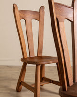 Set of 6 De Puydt Brutalist Oak Dining Chairs, Belgium 1970's - Lone Fox