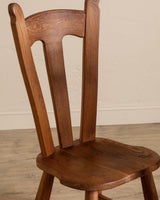Set of 6 De Puydt Brutalist Oak Dining Chairs, Belgium 1970's - Lone Fox