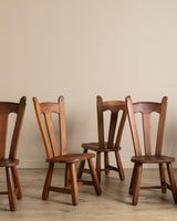 Set of 6 De Puydt Brutalist Oak Dining Chairs, Belgium 1970's - Lone Fox