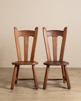 Set of 6 De Puydt Brutalist Oak Dining Chairs, Belgium 1970's - Lone Fox