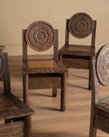Set of 6 Flower Carved Oak Dining Chairs, France, 1950's - Lone Fox