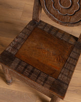 Set of 6 Flower Carved Oak Dining Chairs, France, 1950's - Lone Fox