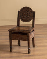 Set of 6 Flower Carved Oak Dining Chairs, France, 1950's - Lone Fox