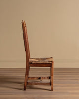 Set of 6 French Carved Oak & Rush Dining Chairs, 1940's - Lone Fox