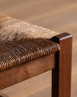 Set of 6 French Carved Oak & Rush Dining Chairs, 1940's - Lone Fox