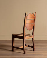 Set of 6 French Carved Oak & Rush Dining Chairs, 1940's - Lone Fox