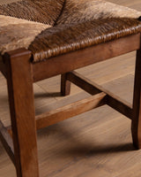 Set of 6 French Carved Oak & Rush Dining Chairs, 1940's - Lone Fox