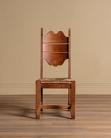 Set of 6 French Carved Oak & Rush Dining Chairs, 1940's - Lone Fox