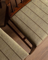 Set of 6 Mid Century Wood & Pistachio Stripe Dining Chairs, 1960's - Lone Fox