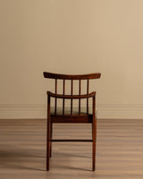 Set of 6 Mid Century Wood & Pistachio Stripe Dining Chairs, 1960's - Lone Fox