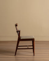 Set of 6 Mid Century Wood & Pistachio Stripe Dining Chairs, 1960's - Lone Fox