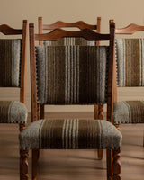 Set of 6 Oak & Grey Striped Dining Chairs by Henning Kjaernulf, Denmark, 1960's - Lone Fox