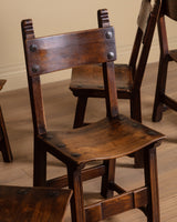 Set of 6 Oak & Iron Dining Chairs, France, 1960s - Lone Fox