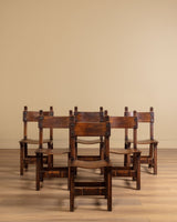 Set of 6 Oak & Iron Dining Chairs, France, 1960s - Lone Fox