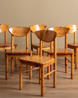 Set of 6 Pine Dining Chairs Manner of Rainer Daumiller, 1970's - Lone Fox