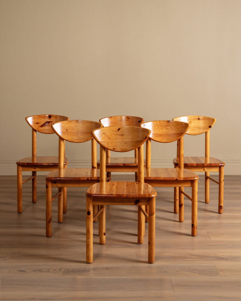 Set of 6 Pine Dining Chairs Manner of Rainer Daumiller, 1970's