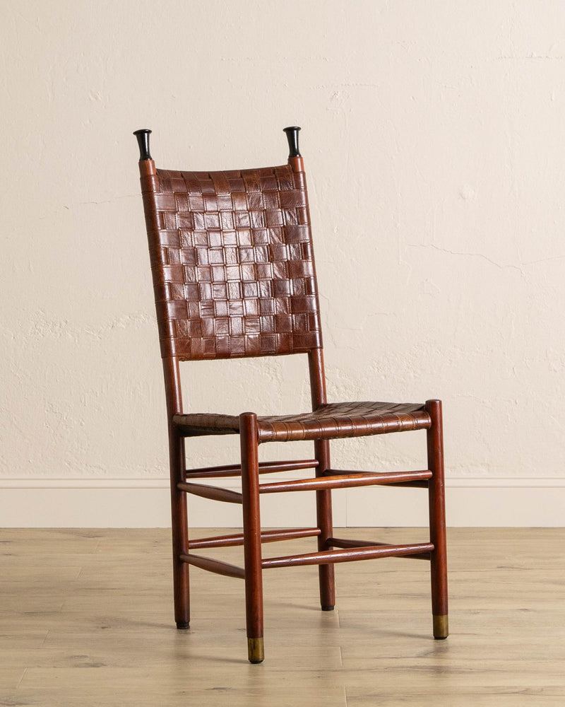 Set of 6 Schuitema Woven Leather & Oak Dining Chairs - Lone Fox